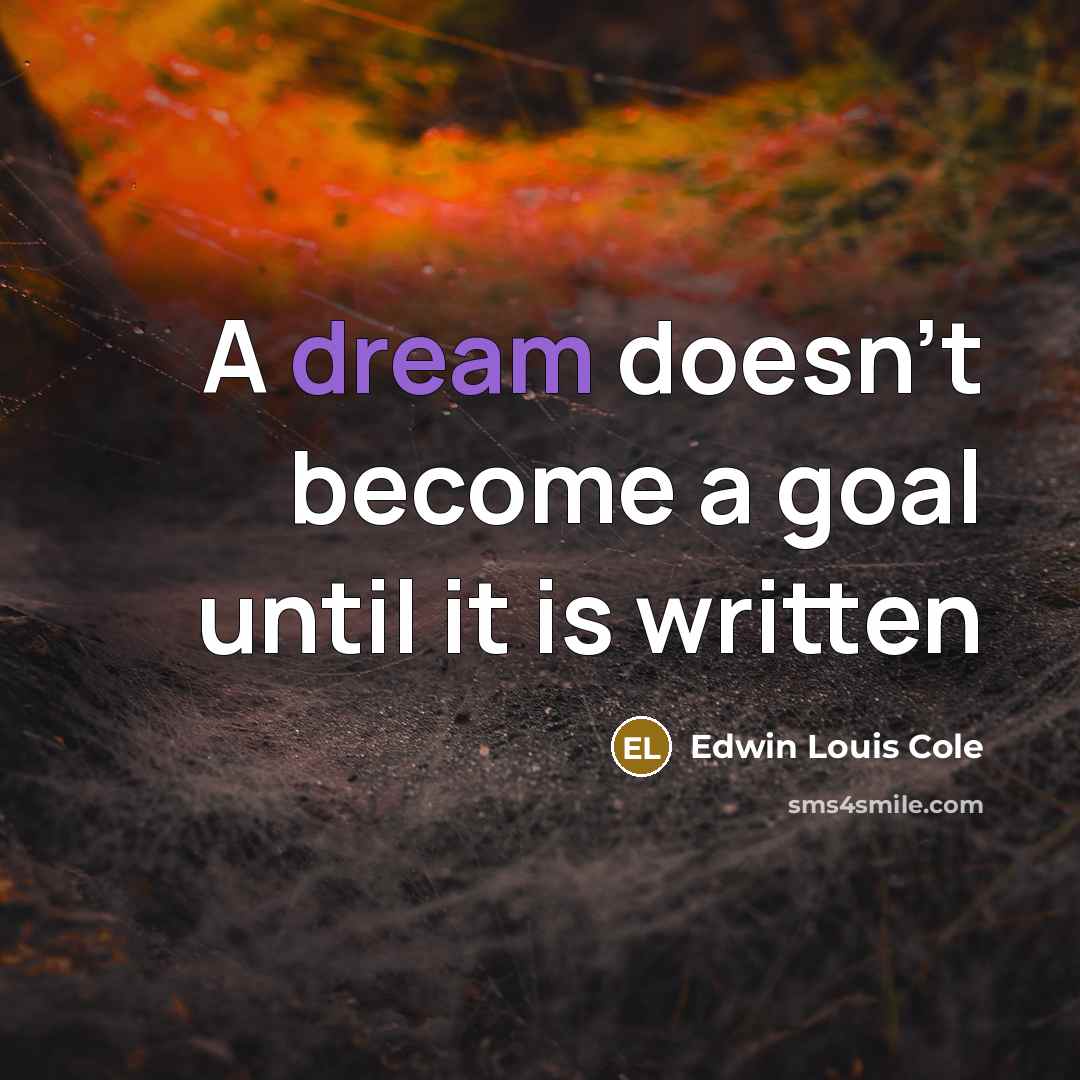 “A dream doesn't become a goal until it is written…” quote by Edwin Louis Cole