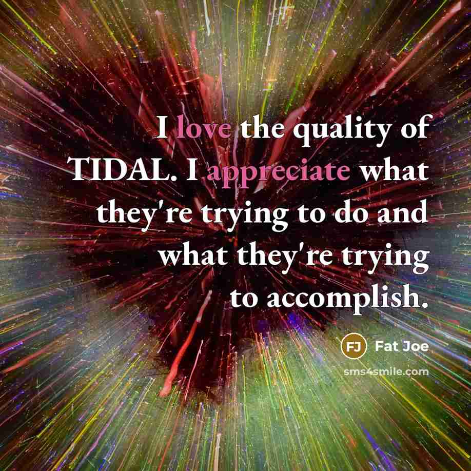 “I love the quality of TIDAL. I appreciate what they're…” quote by Fat Joe