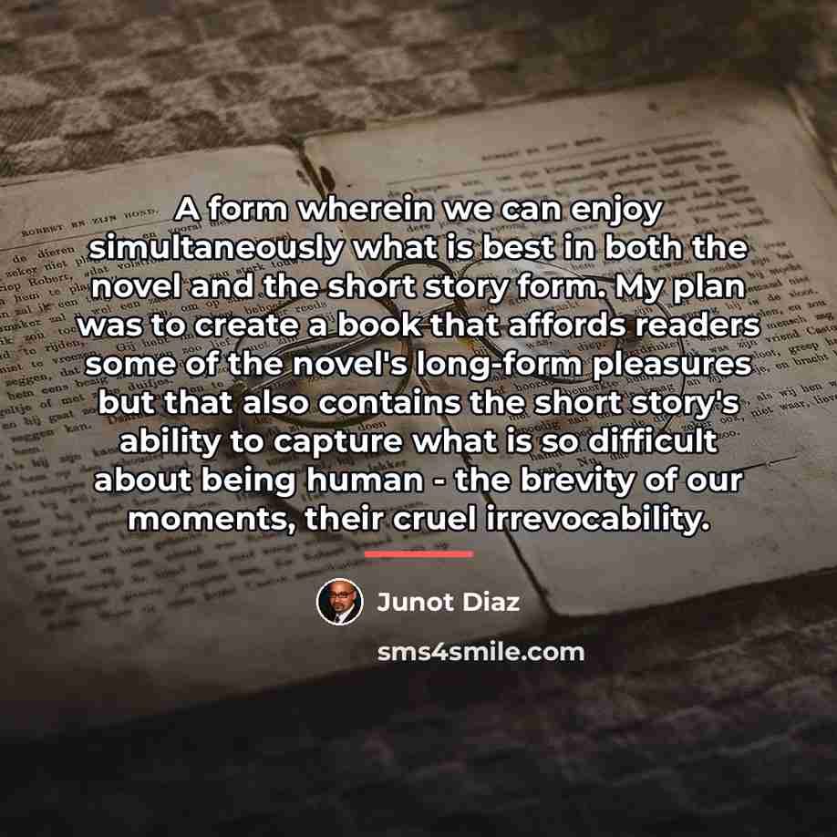 “A form wherein we can enjoy simultaneously what is best…” quote by Junot Diaz