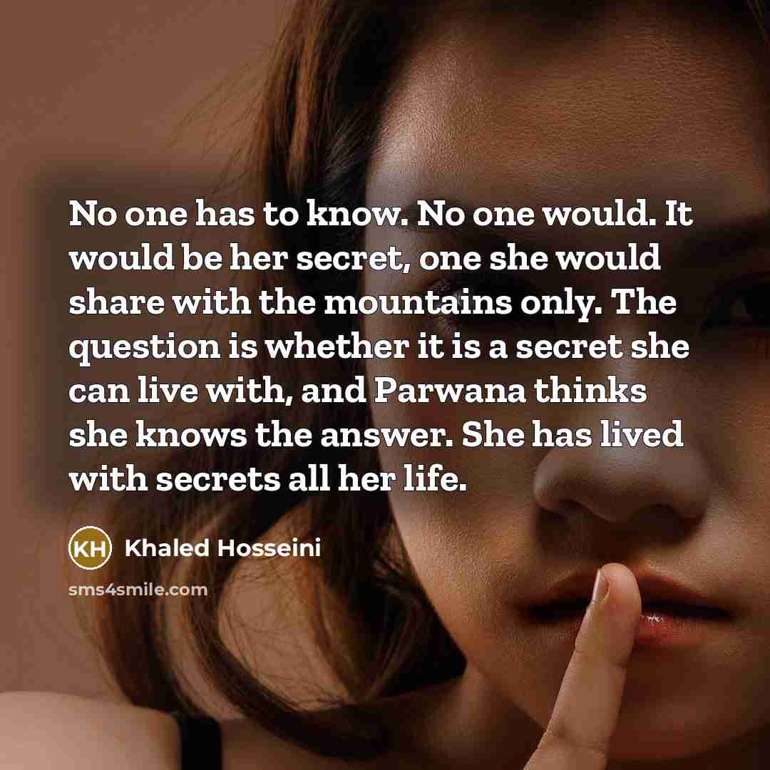 “No one has to know. No one would. It would…” quote by Khaled Hosseini