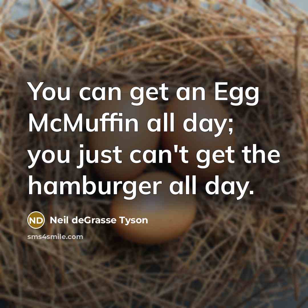 “You can get an Egg McMuffin all day; you just…” quote by Neil deGrasse Tyson