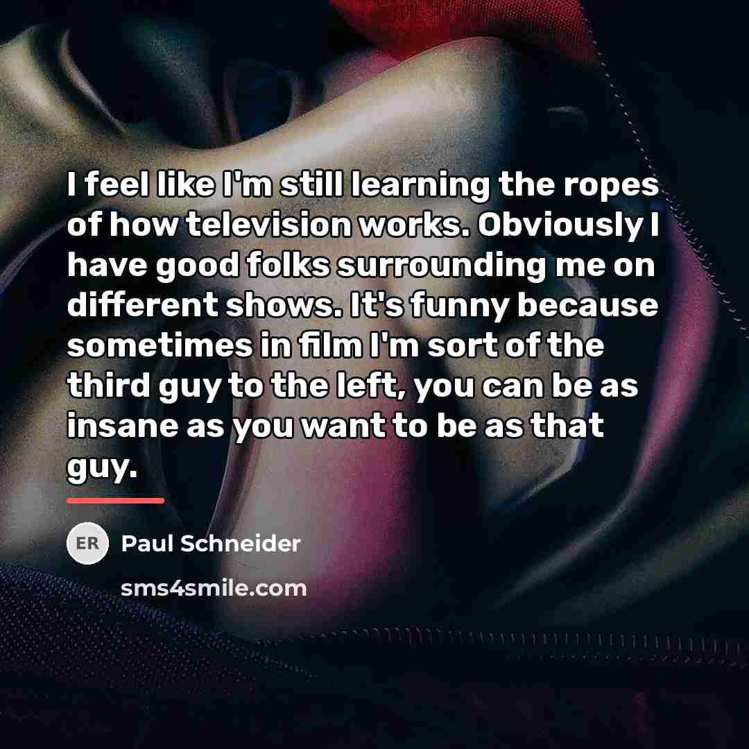 “I feel like I'm still learning the ropes of how…” quote by Paul Schneider