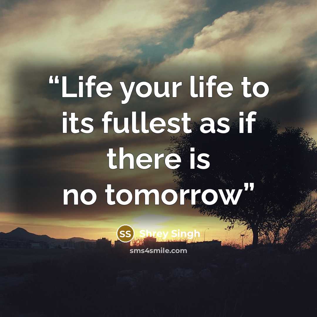 “Life your life to its fullest as if there is no tomorrow” quote by Shrey Singh
