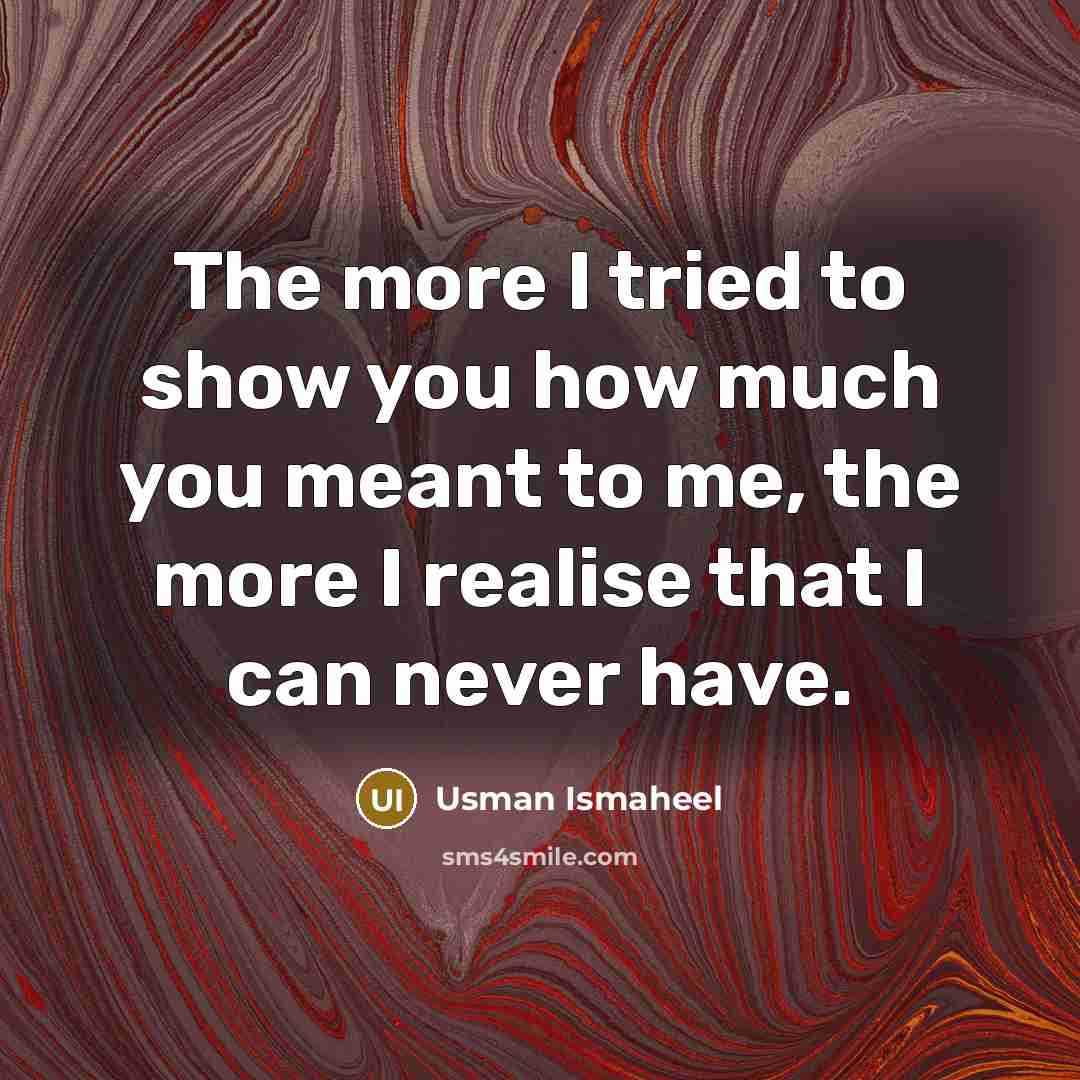 “The more I tried to show you how much you…” quote by Usman Ismaheel