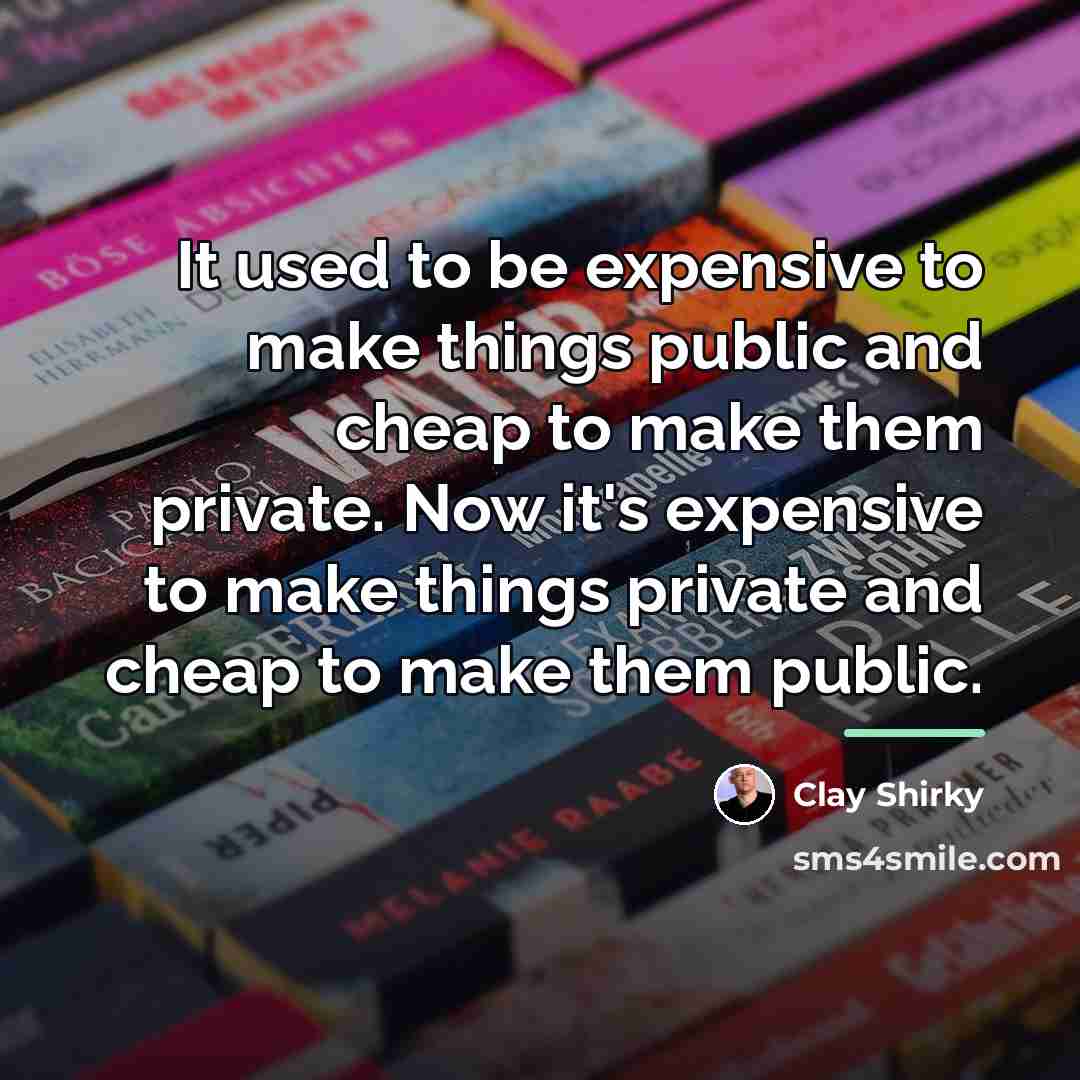 “It used to be expensive to make things public and…” quote by Clay Shirky