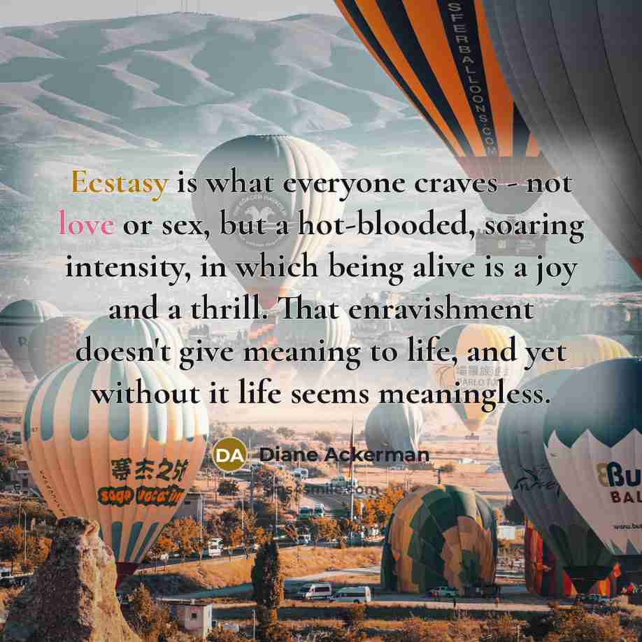 “Ecstasy is what everyone craves - not love or sex,…” quote by Diane Ackerman