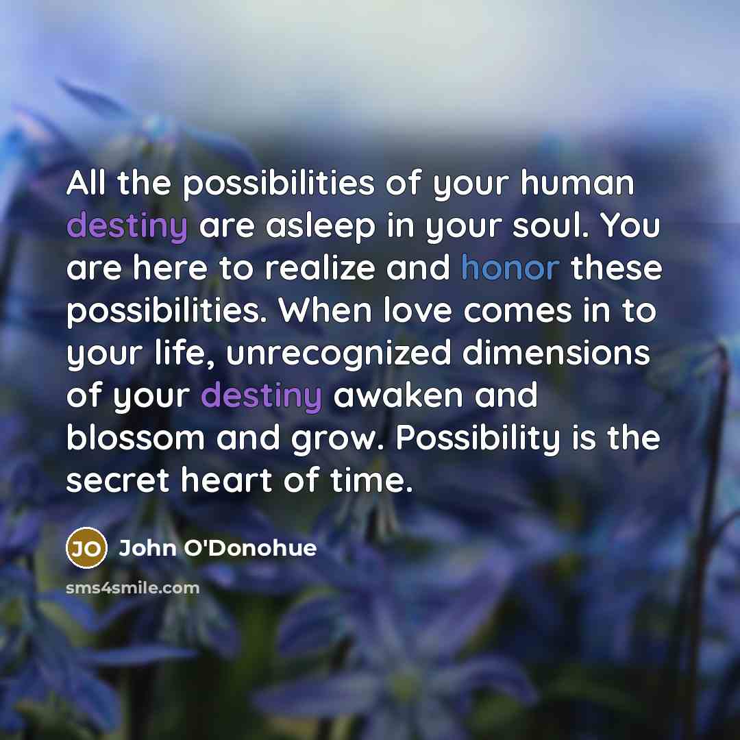 “All the possibilities of your human destiny are asleep in…” quote by John O'Donohue