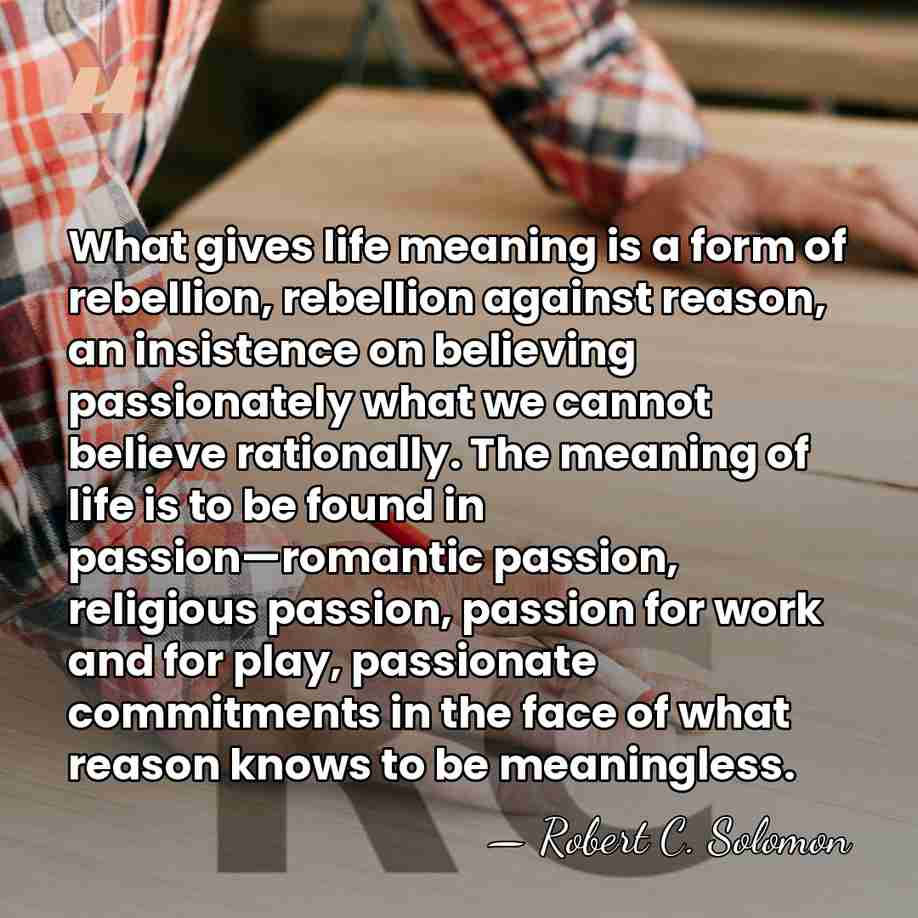 What gives life meaning is a form of rebellion, rebellion against reason,&hellip; - Robert C. Solomon