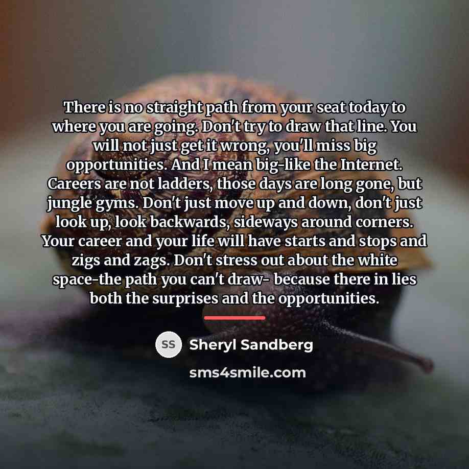 “There is no straight path from your seat today to…” quote by Sheryl Sandberg