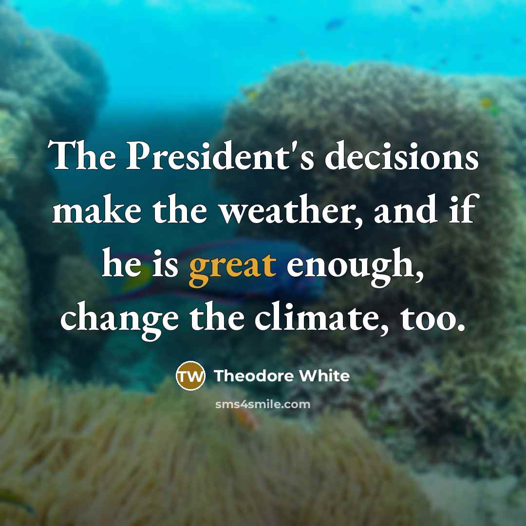 “The President's decisions make the weather, and if he is…” quote by Theodore White
