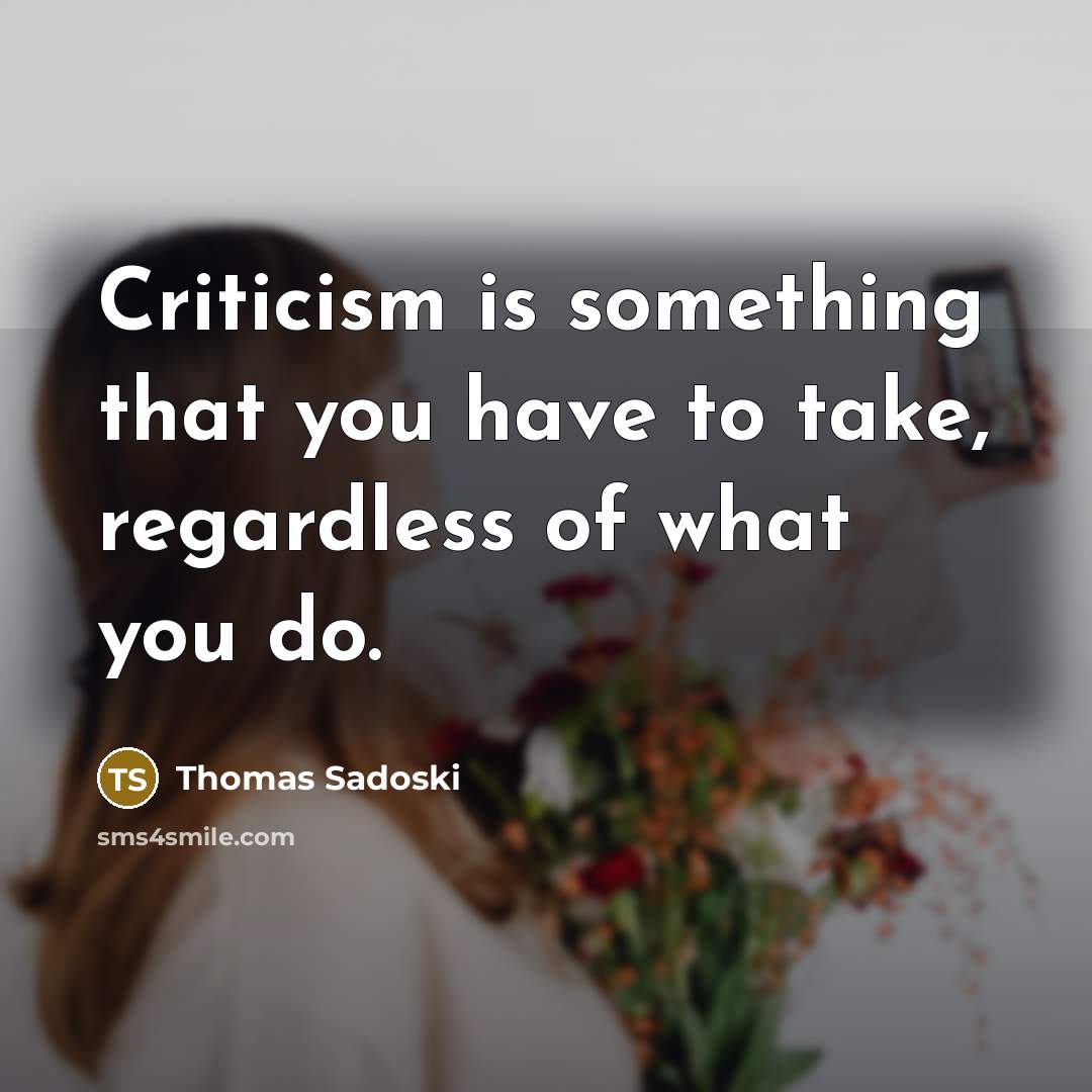 “Criticism is something that you have to take, regardless of…” quote by Thomas Sadoski