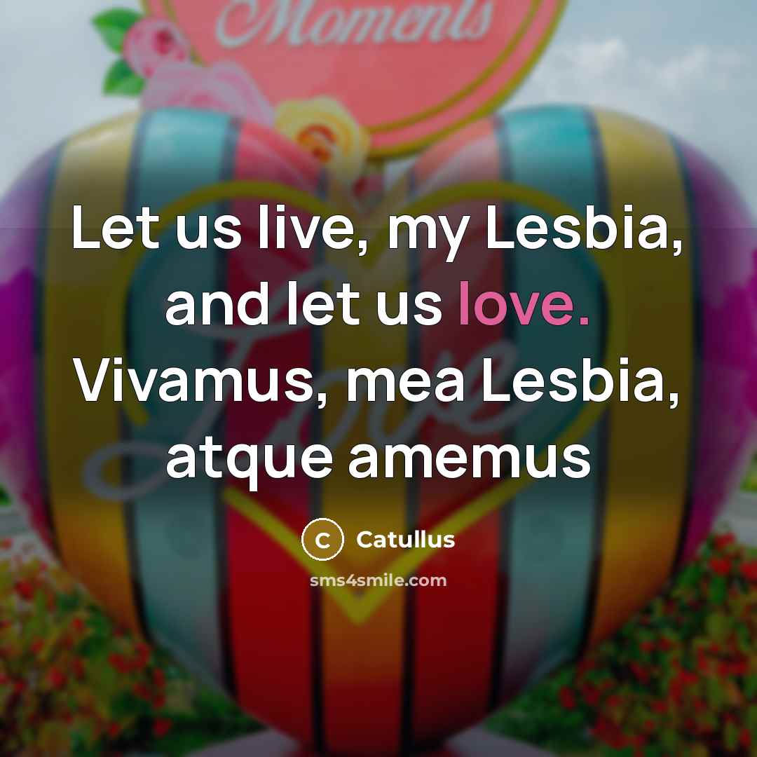 “Let us live, my Lesbia, and let us love. Vivamus,…” quote by Catullus