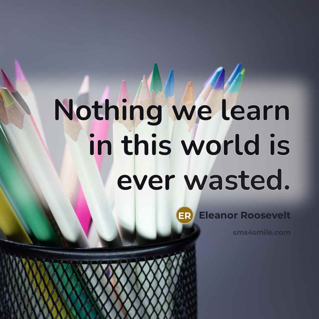 “Nothing we learn in this world is ever wasted.…” quote by Eleanor Roosevelt