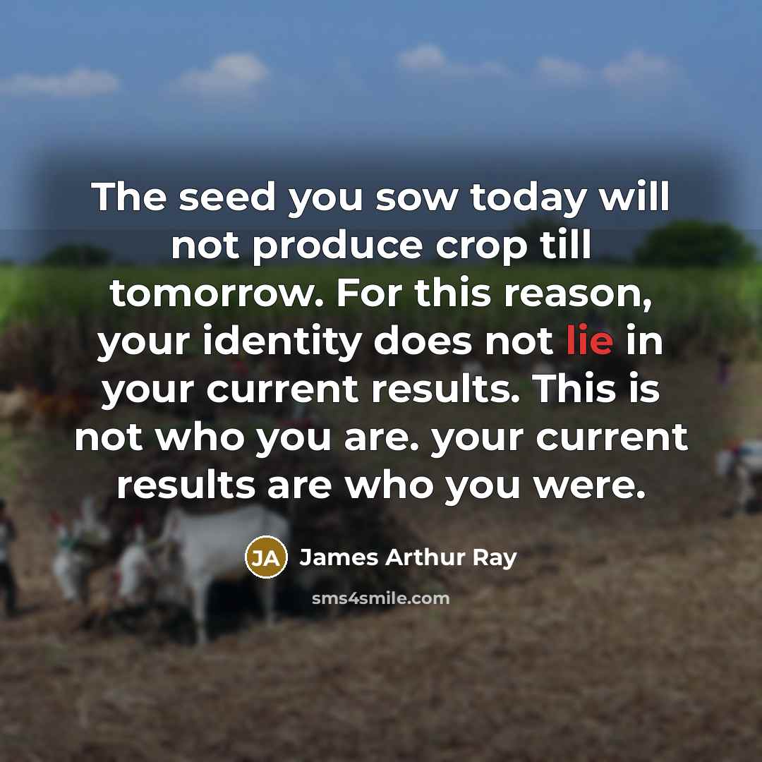 “The seed you sow today will not produce crop till…” quote by James Arthur Ray