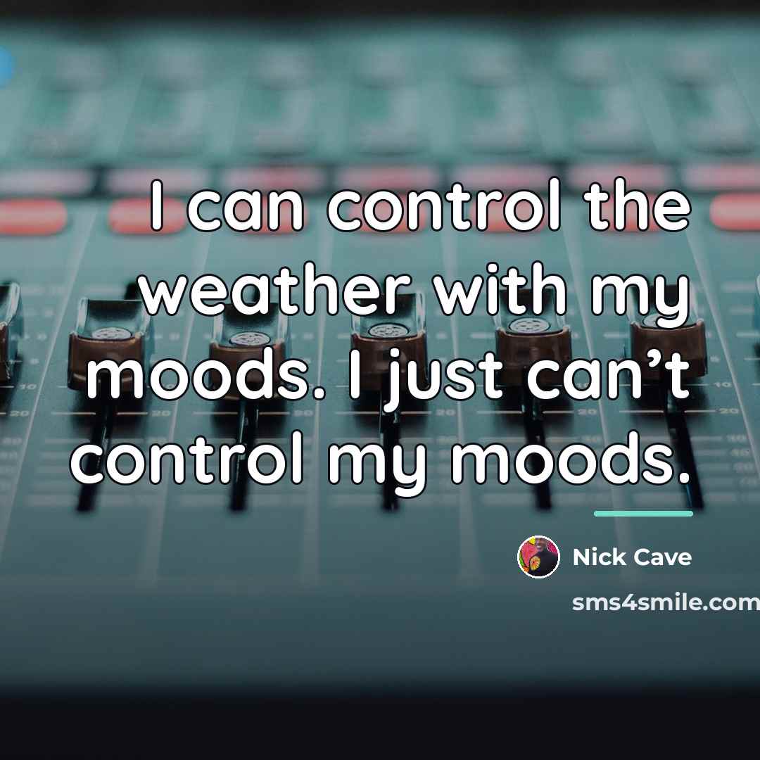 “I can control the weather with my moods. I just…” quote by Nick Cave