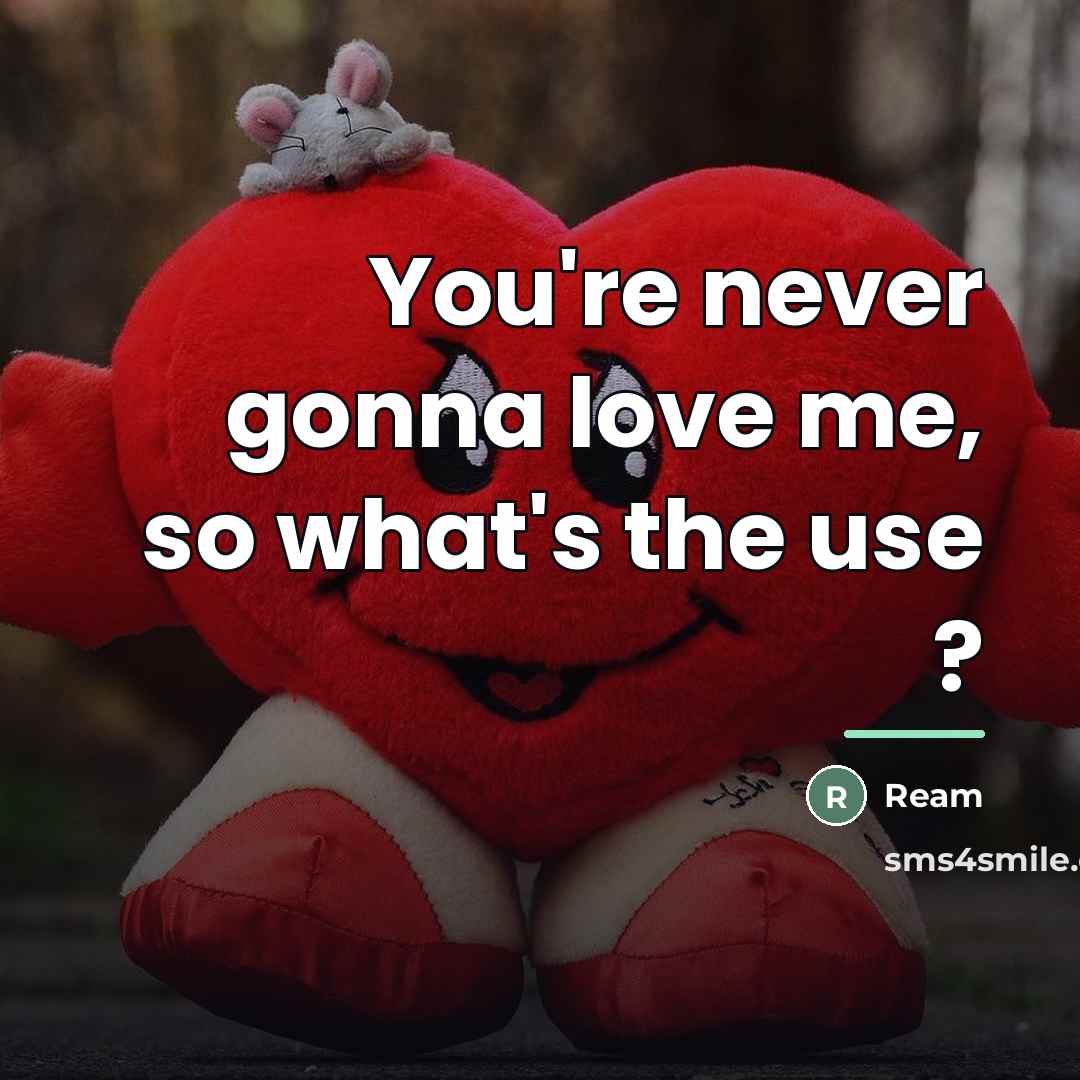 “You're never gonna love me, so what's the use ?…” quote by Ream