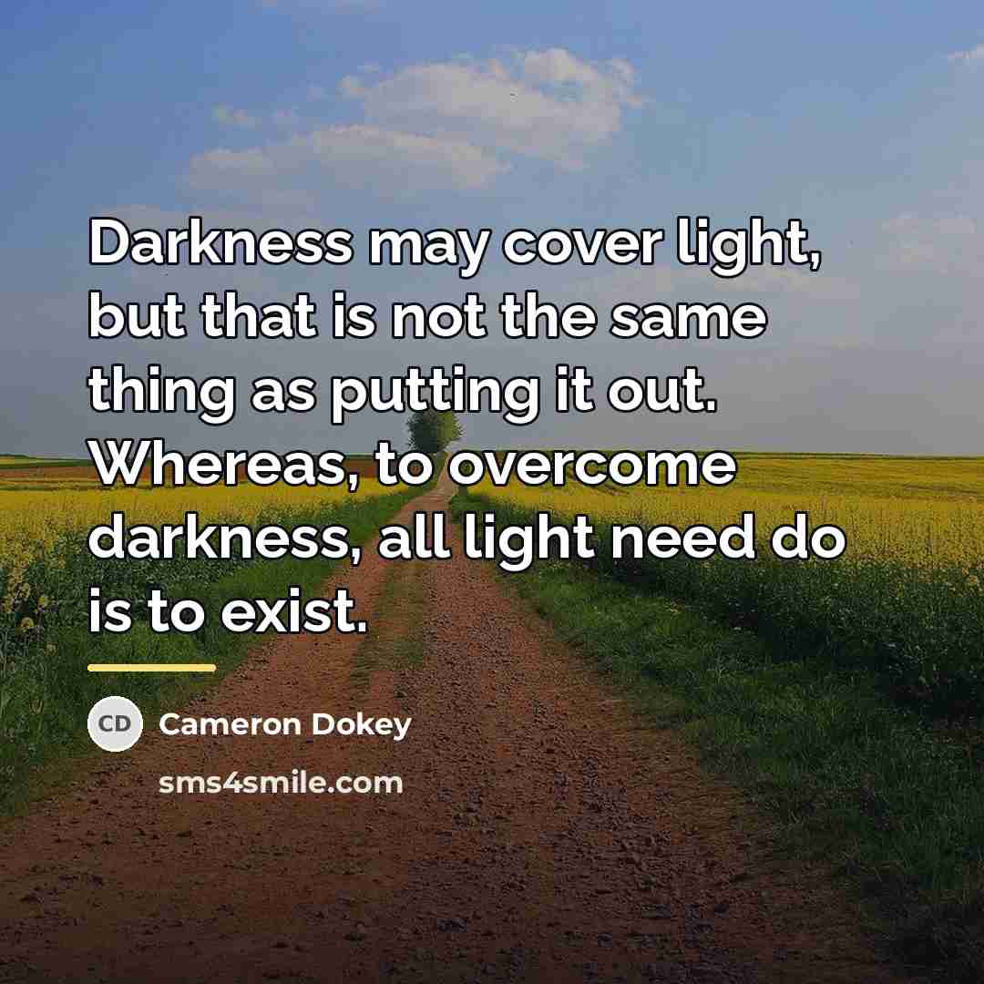 “Darkness may cover light, but that is not the same…” quote by Cameron Dokey