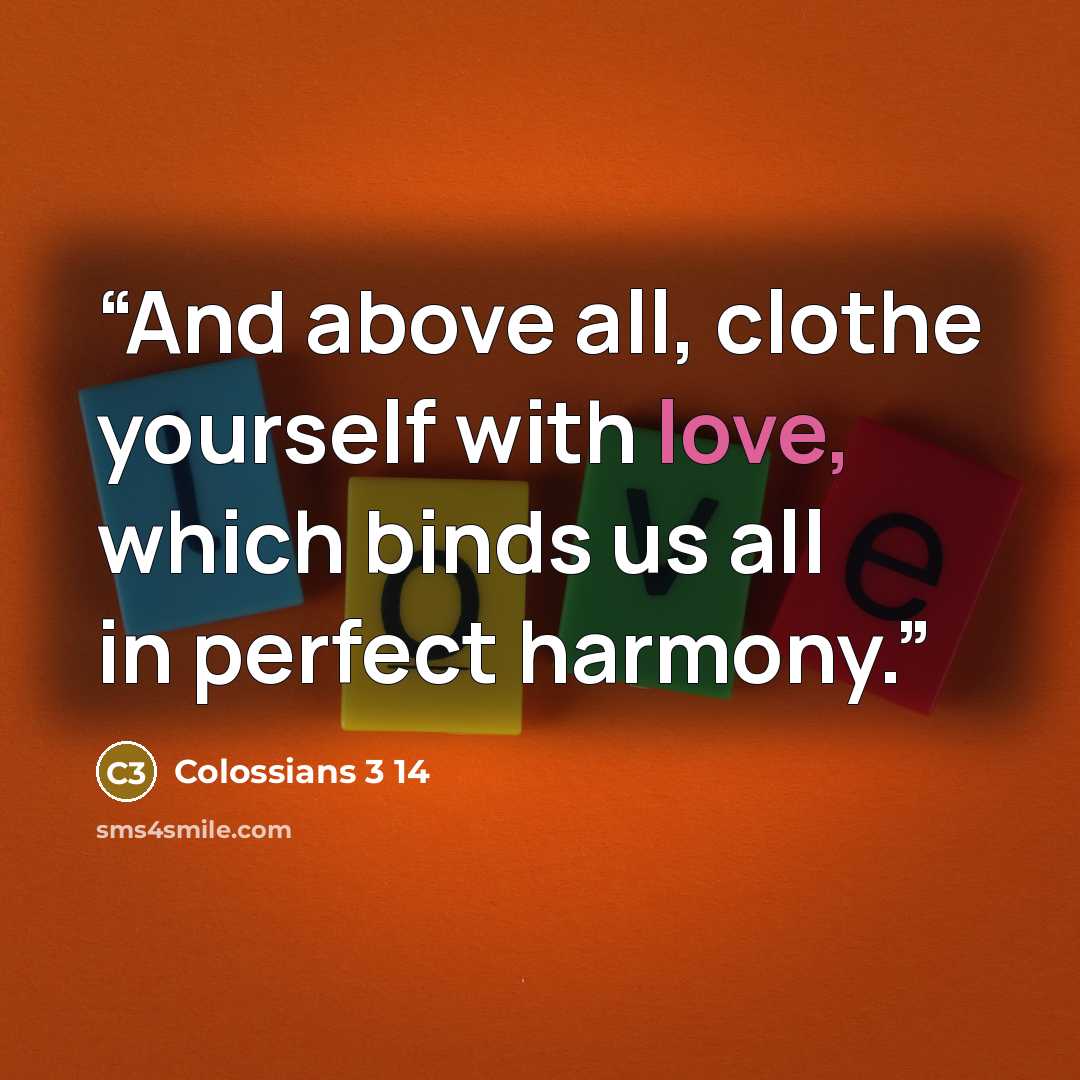 “And above all, clothe yourself with love, which binds us all in perfect harmony.” quote by Colossians 3 14