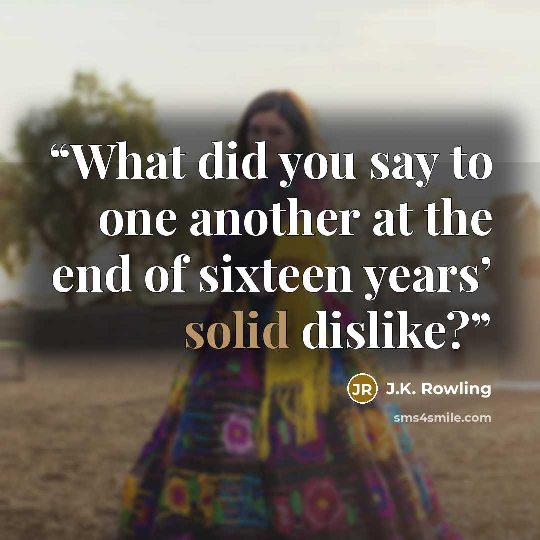“What did you say to one another at the end of sixteen years’ solid dislike?” quote by J.K. Rowling