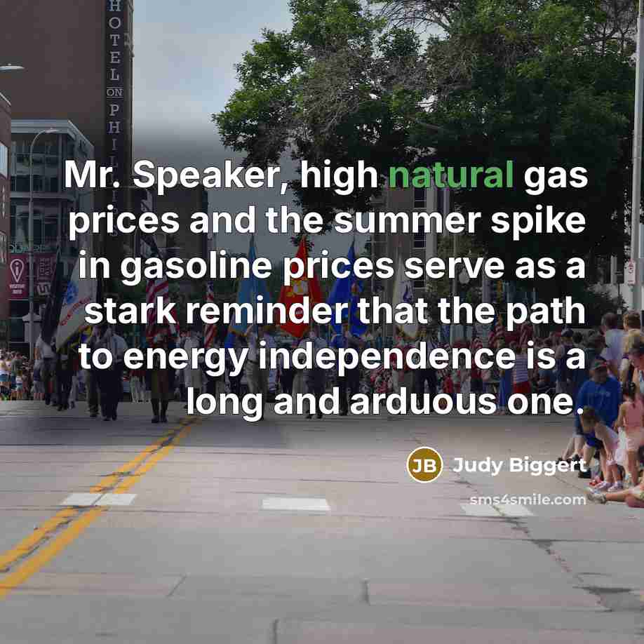 “Mr. Speaker, high natural gas prices and the summer spike…” quote by Judy Biggert