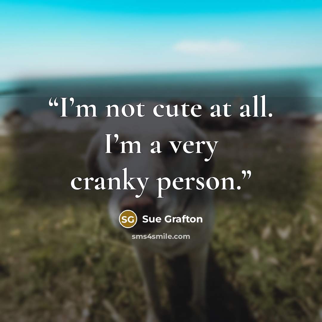 “I’m not cute at all. I’m a very cranky person.” quote by Sue Grafton