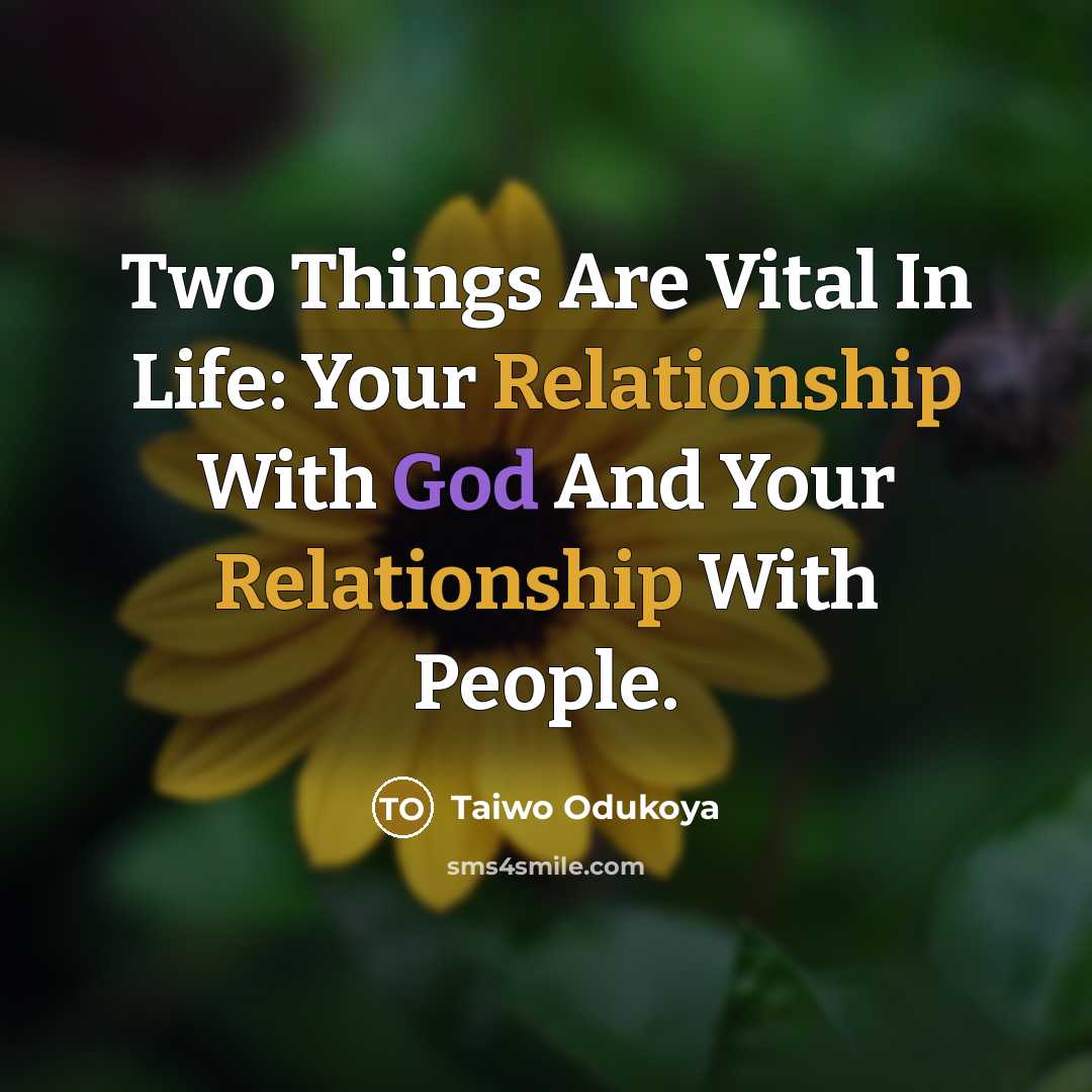 “Two Things Are Vital In Life: Your Relationship With God And Your Relationship With People.” quote by Taiwo Odukoya