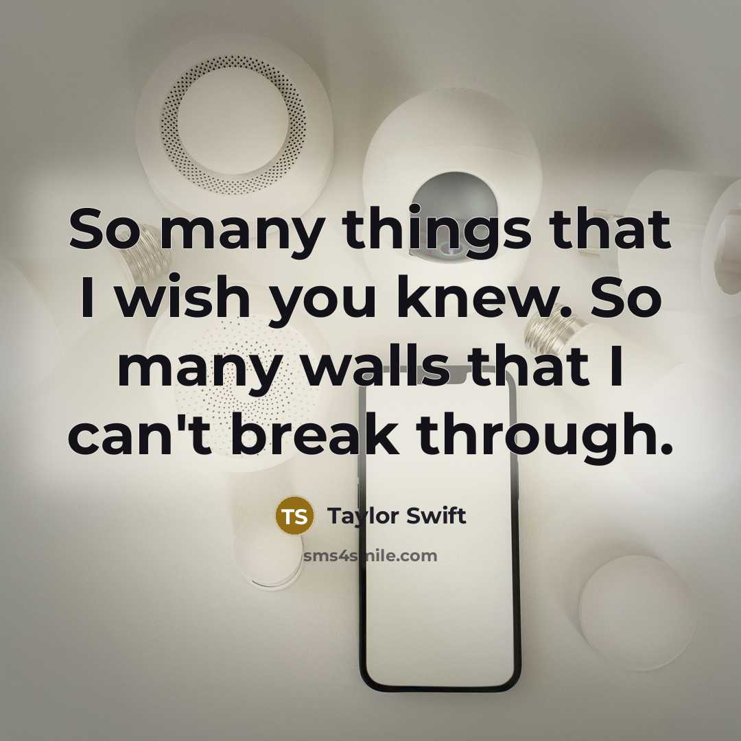 “So many things that I wish you knew. So many…” quote by Taylor Swift