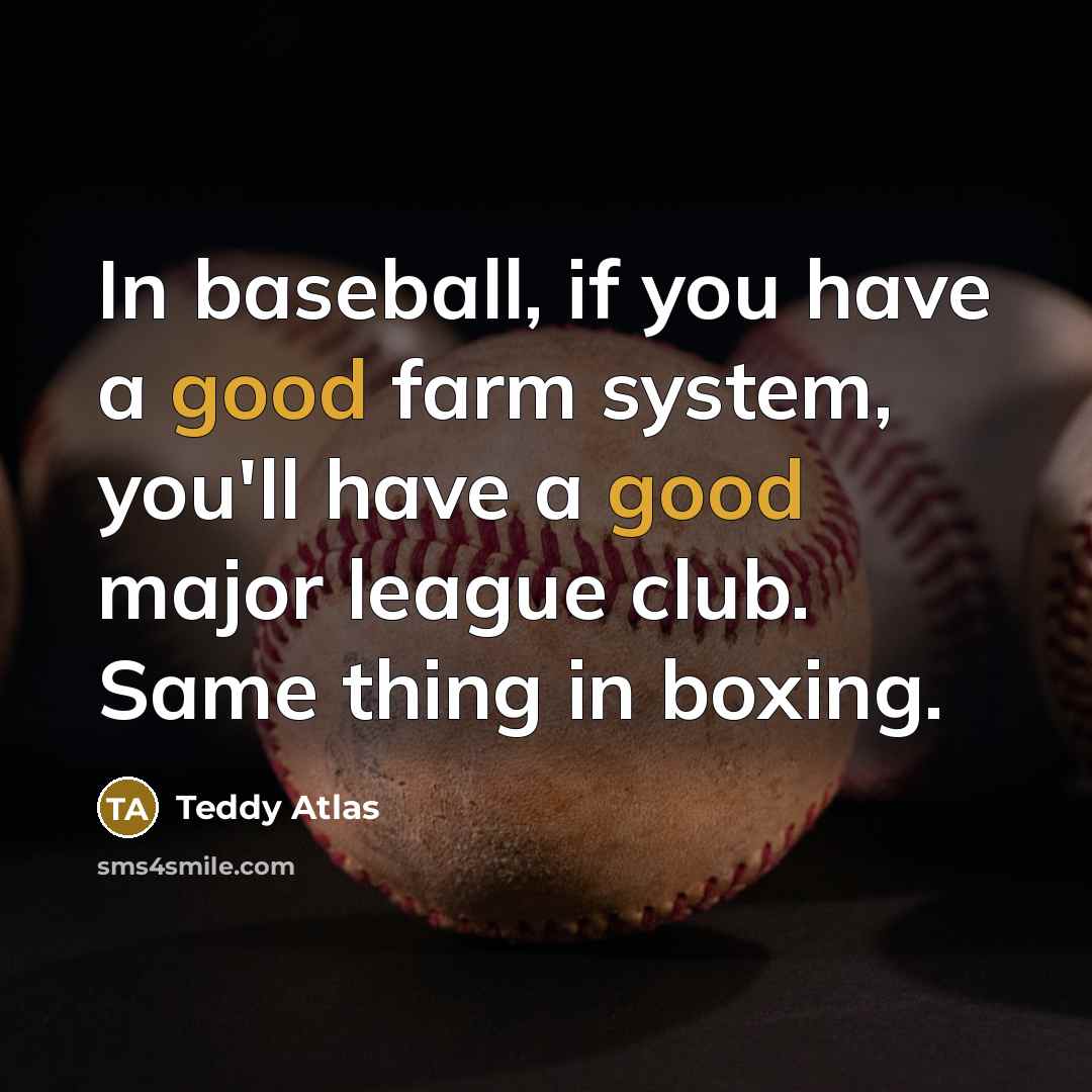 “In baseball, if you have a good farm system, you'll…” quote by Teddy Atlas