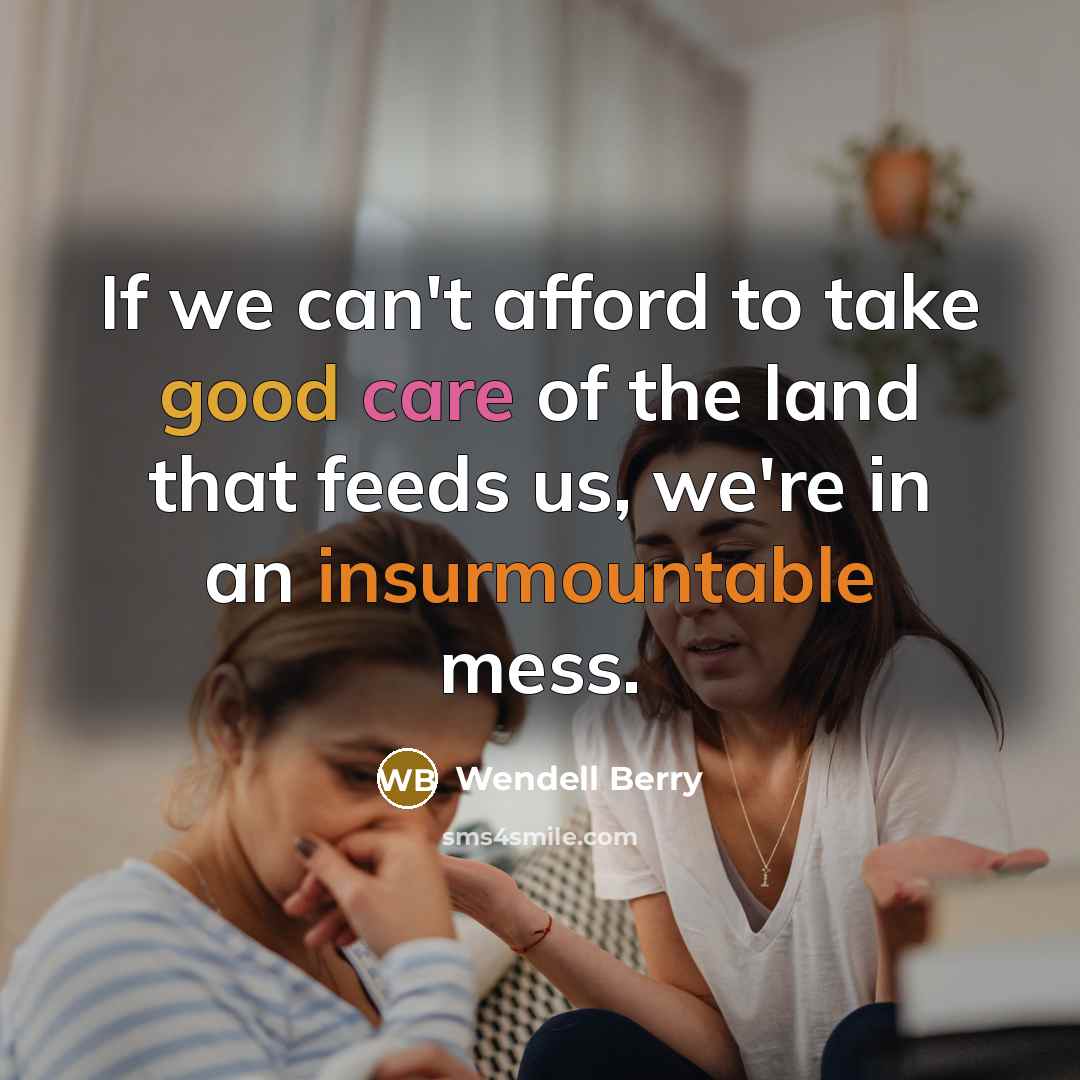 “If we can't afford to take good care of the…” quote by Wendell Berry