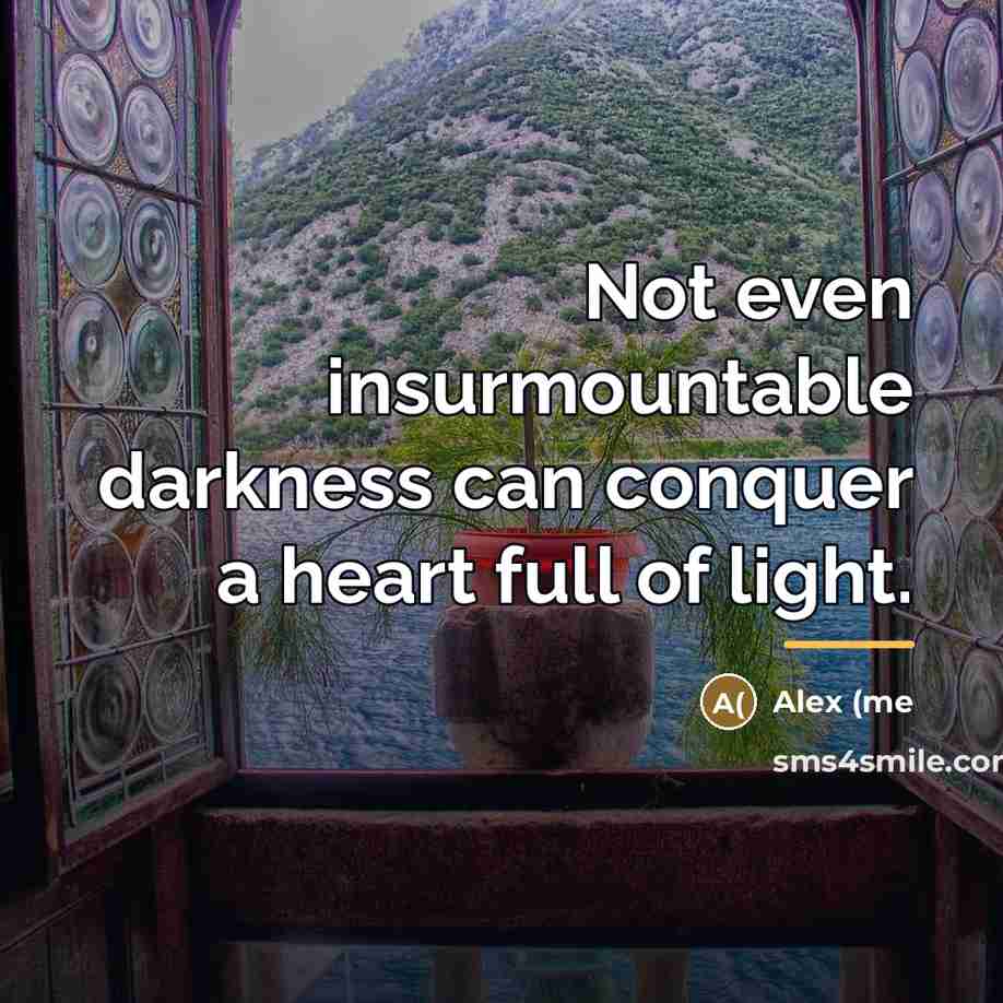 “Not even insurmountable darkness can conquer a heart full of…” quote by Alex (me