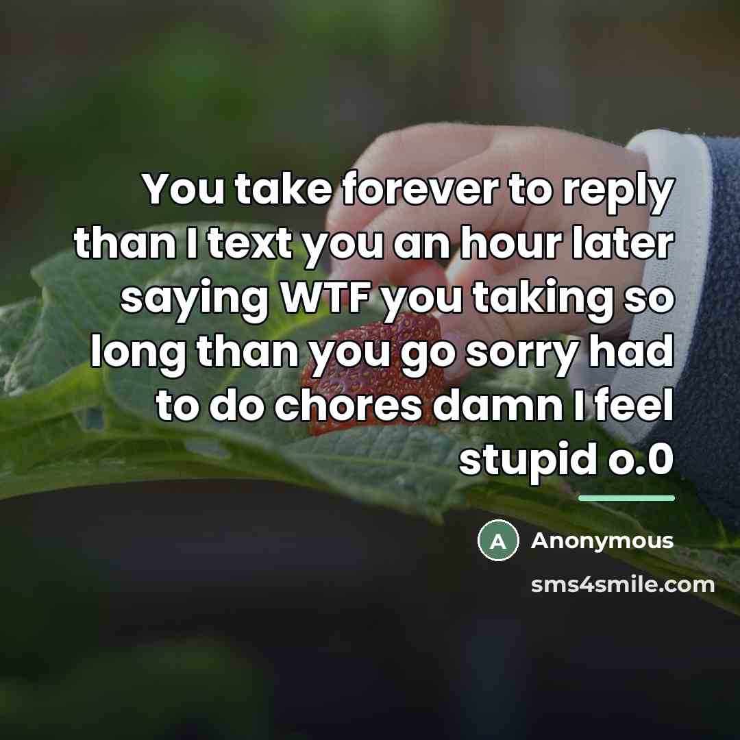 “You take forever to reply than I text you an…” quote by Anonymous