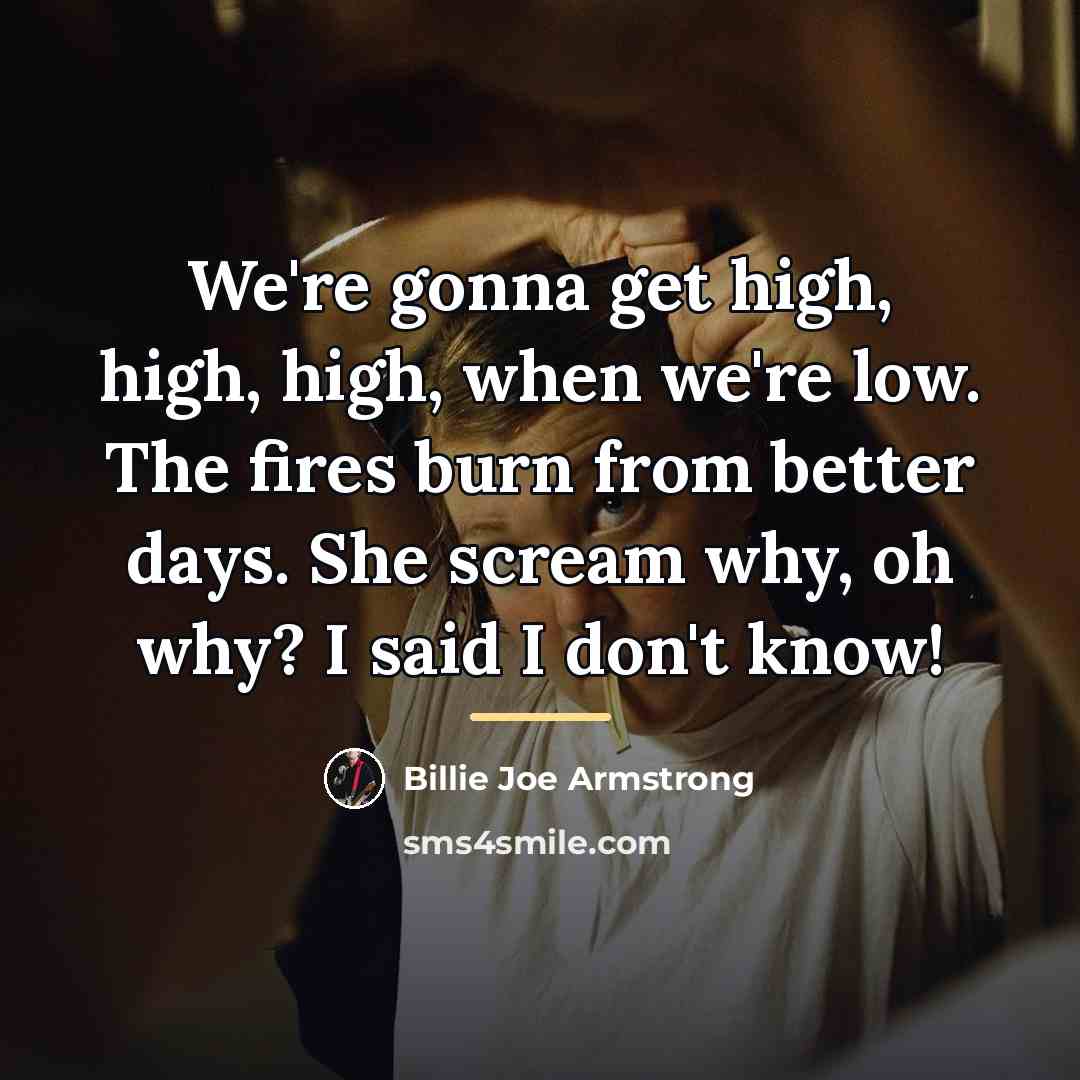 “We're gonna get high, high, high, when we're low. The…” quote by Billie Joe Armstrong