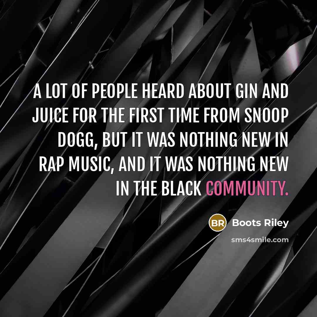 “A lot of people heard about gin and juice for…” quote by Boots Riley