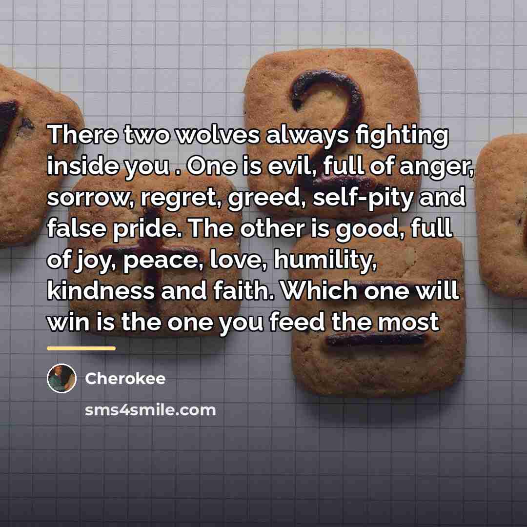 “There two wolves always fighting inside you . One is…” quote by Anonymous