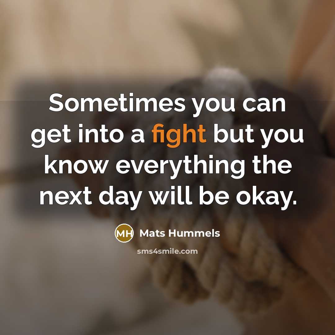 “Sometimes you can get into a fight but you know…” quote by Mats Hummels