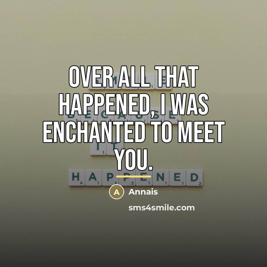 “Over all that happened, I was enchanted to meet you.…” quote by Annais