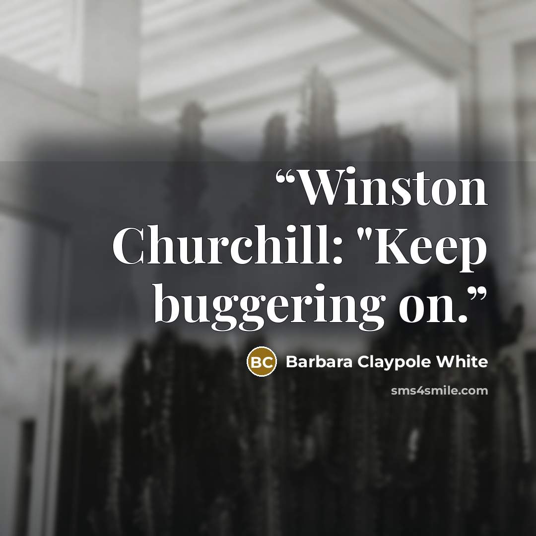 “Winston Churchill: "Keep buggering on.” quote by Barbara Claypole White