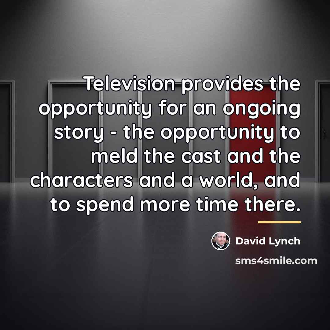 “Television provides the opportunity for an ongoing story - the…” quote by David Lynch