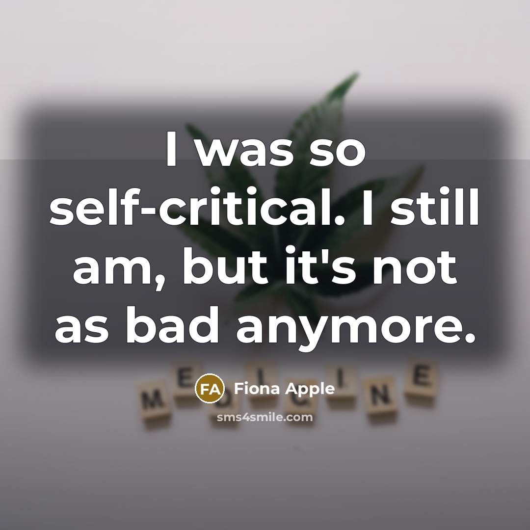 “I was so self-critical. I still am, but it's not as bad anymore.” quote by Fiona Apple