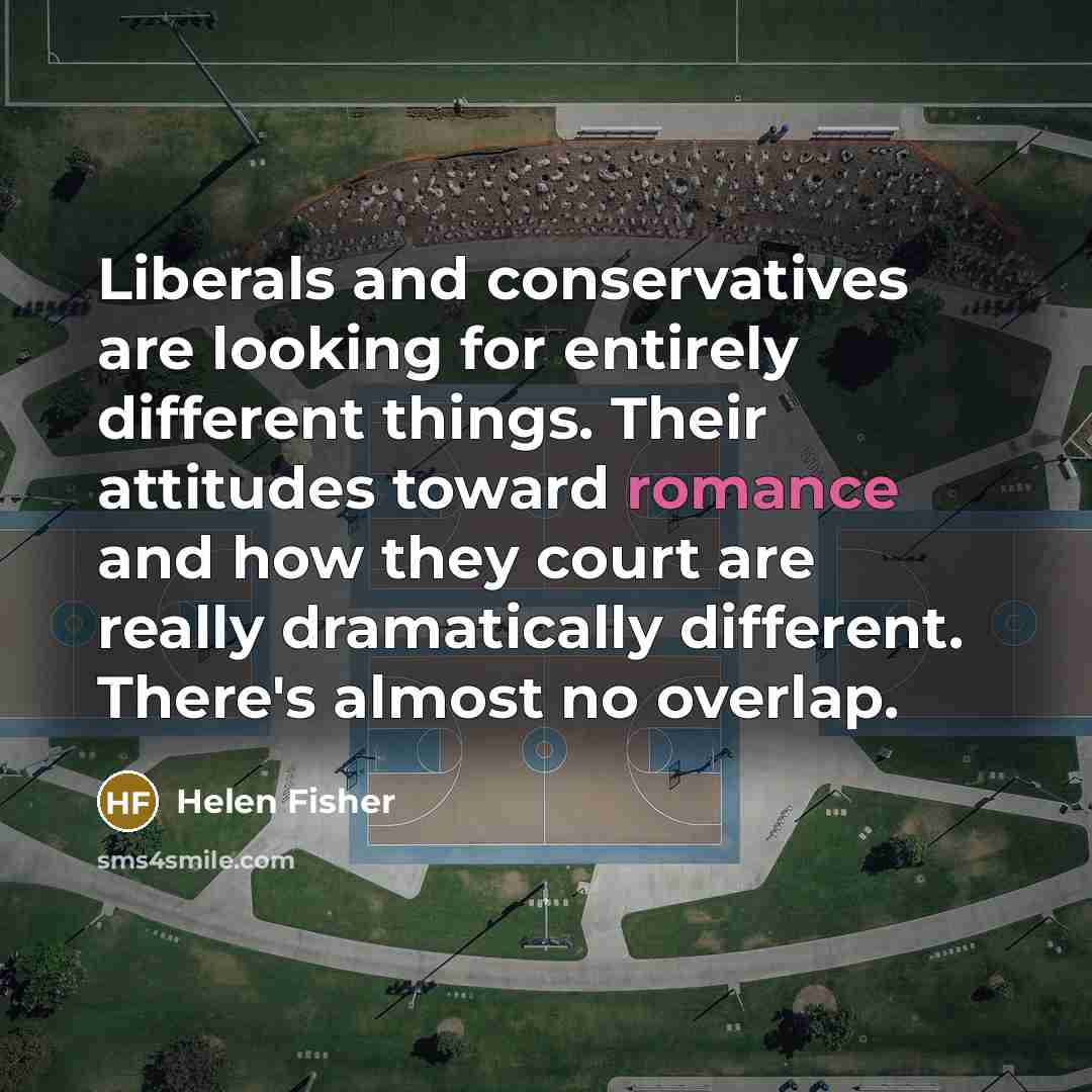 “Liberals and conservatives are looking for entirely different things. Their…” quote by Helen Fisher