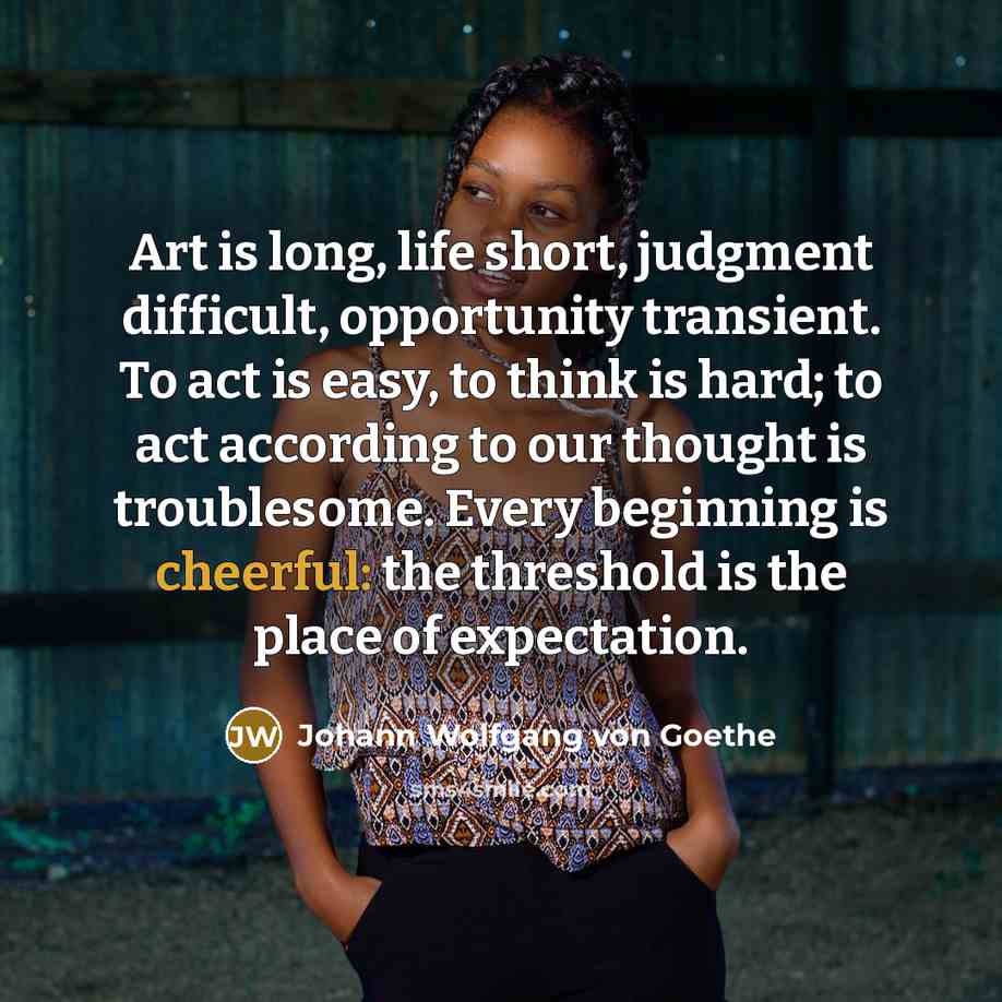 “Art is long, life short, judgment difficult, opportunity transient. To…” quote by Johann Wolfgang von Goethe