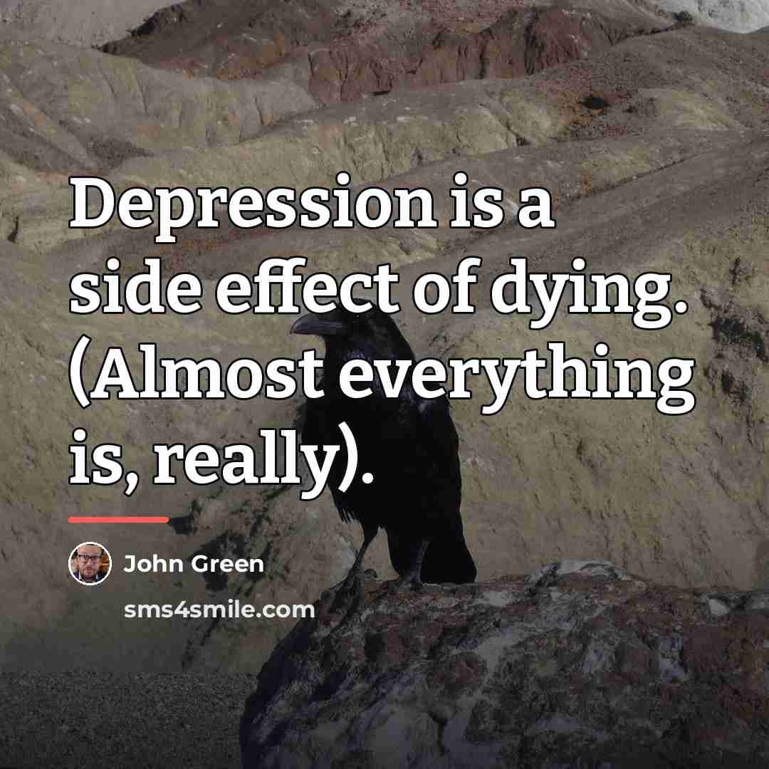 “Depression is a side effect of dying. (Almost everything is,…” quote by John Green