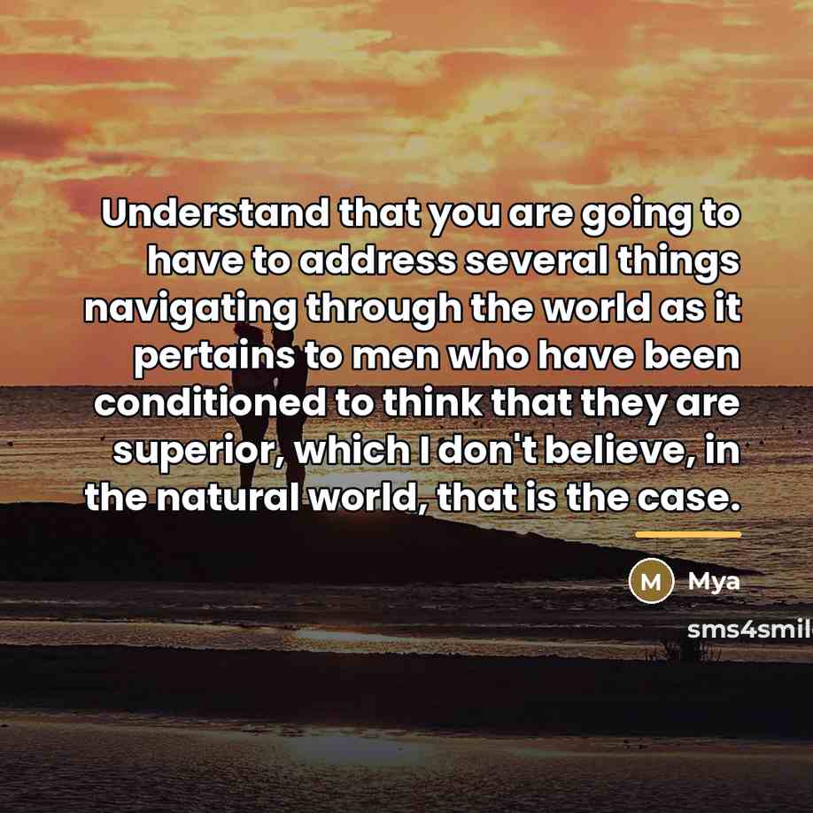 “Understand that you are going to have to address several…” quote by Mya