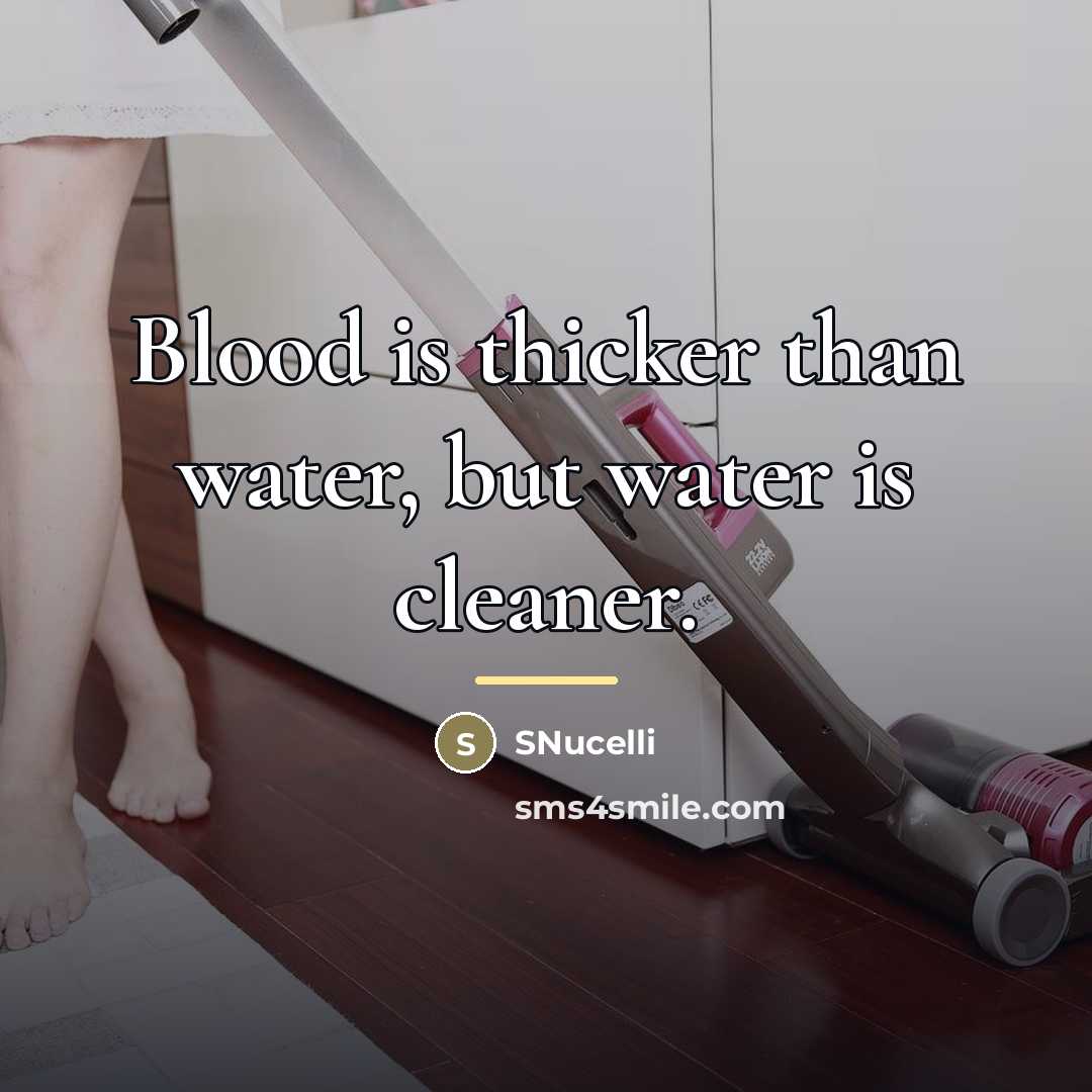 “Blood is thicker than water, but water is cleaner.…” quote by SNucelli