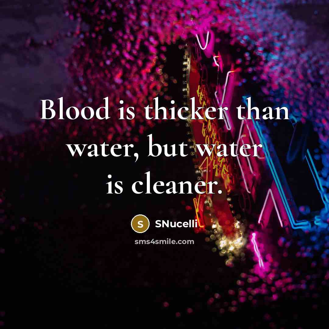 “Blood is thicker than water, but water is cleaner.” quote by SNucelli
