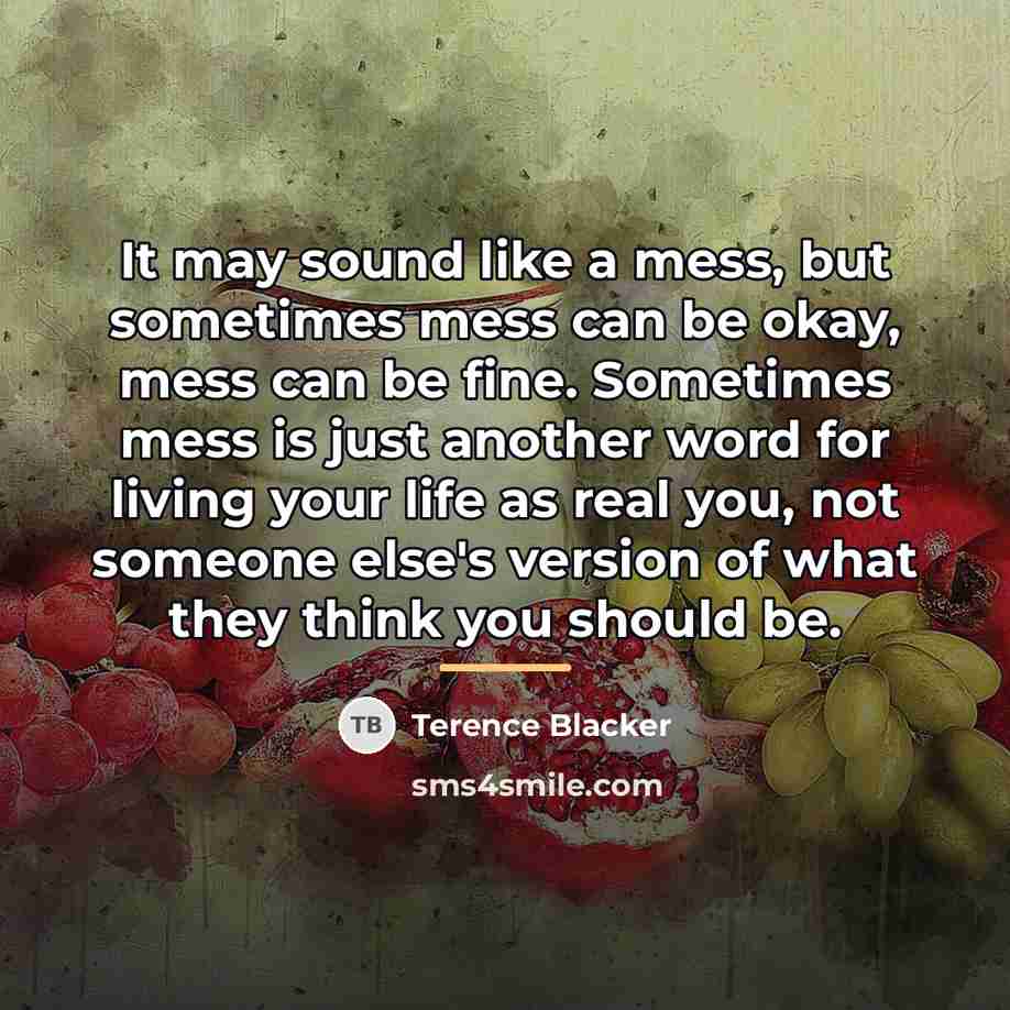 “It may sound like a mess, but sometimes mess can…” quote by Terence Blacker