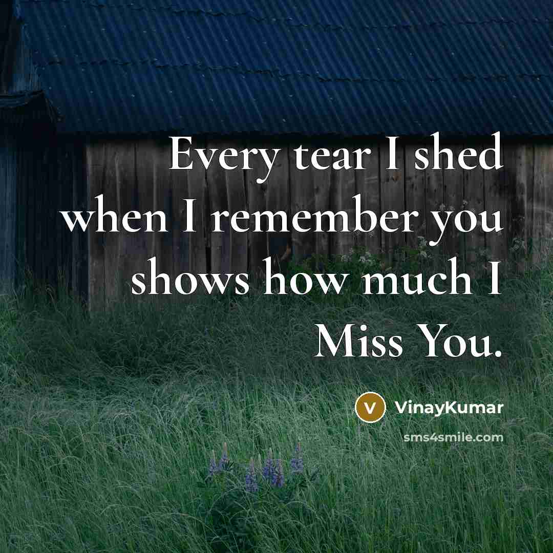 “Every tear I shed when I remember you shows how…” quote by VinayKumar