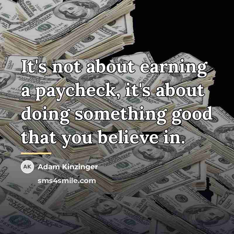 “It's not about earning a paycheck, it's about doing something…” quote by Adam Kinzinger