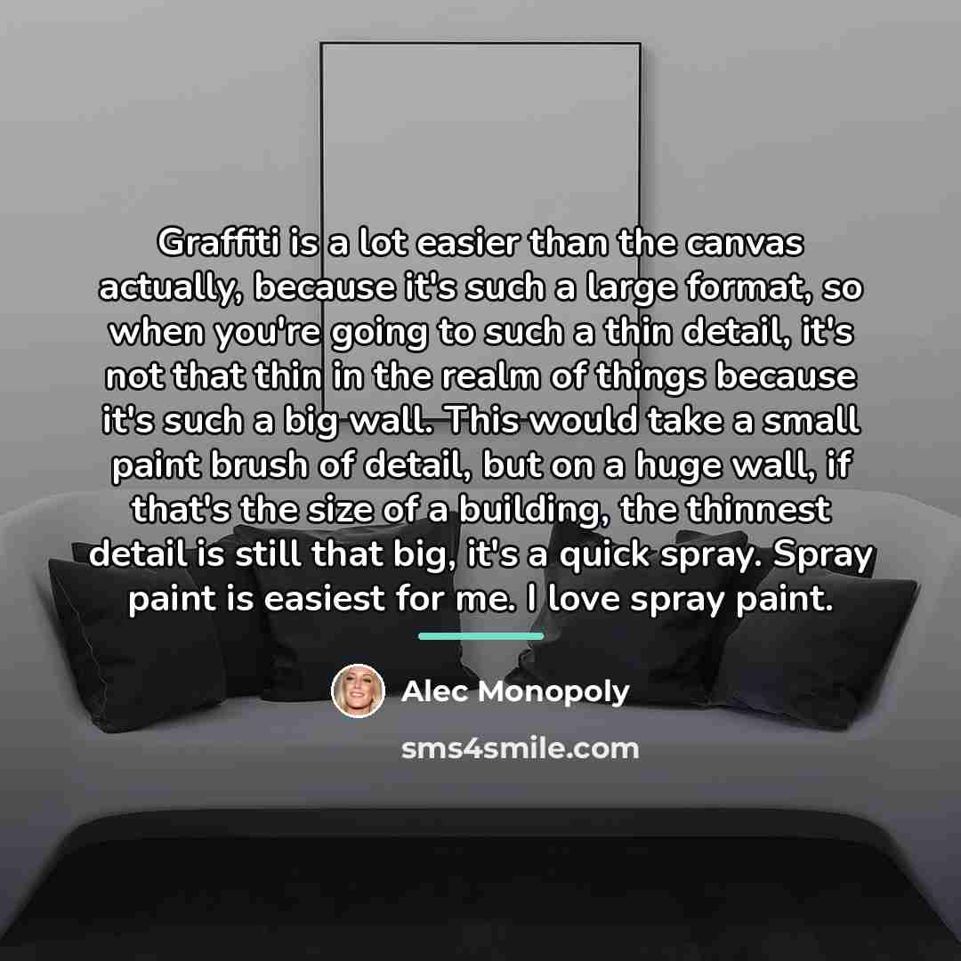 “Graffiti is a lot easier than the canvas actually, because…” quote by Alec Monopoly