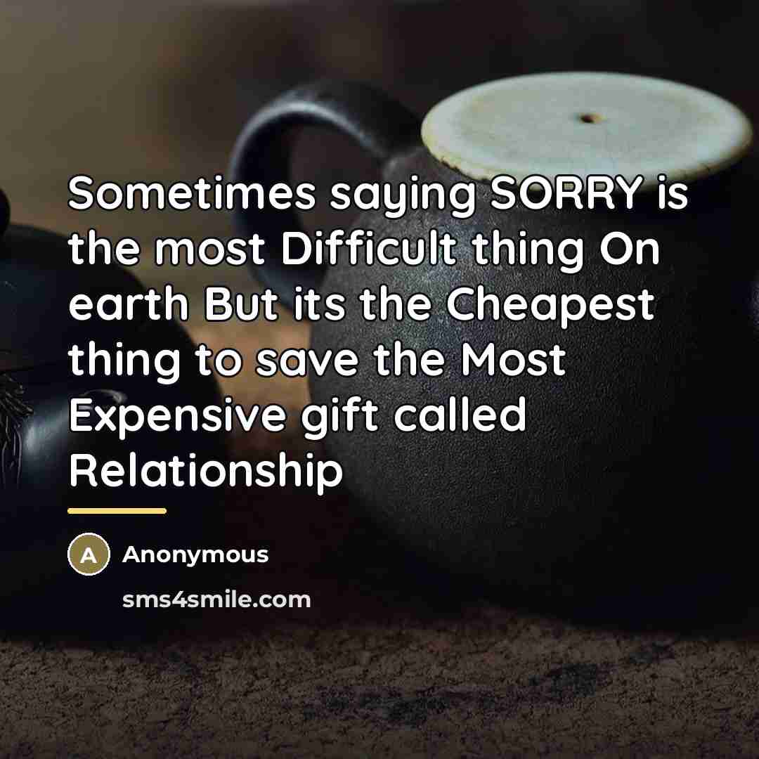 “Sometimes saying SORRY is the most Difficult thing On earth…” quote by Anonymous